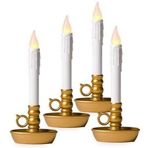 Wind & Weather cordless battery candles, set/4. GOLD